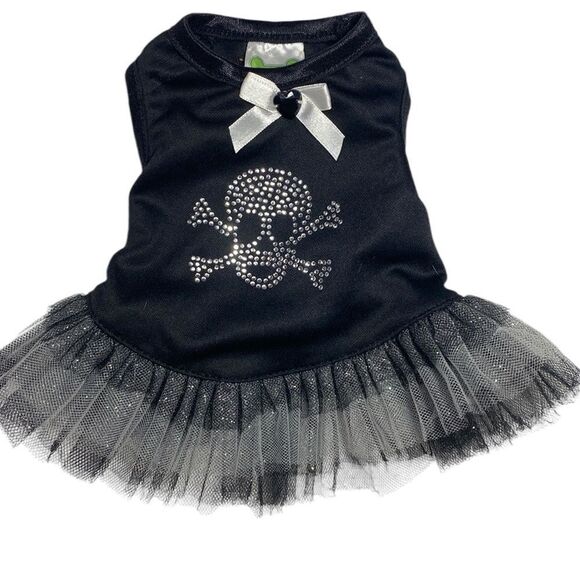 Bling Skull Tulle Dog Halloween Dress - Picture 1 of 8